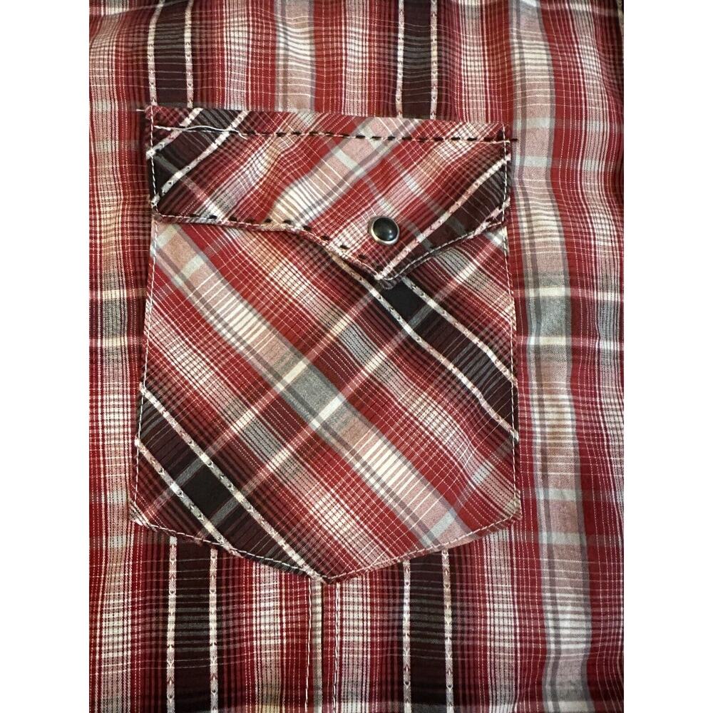 Wrangler Pearl Snap Shirt Mens Size XL Tall, Plaid Long Sleeve Western Cowboy - Picture 2 of 9